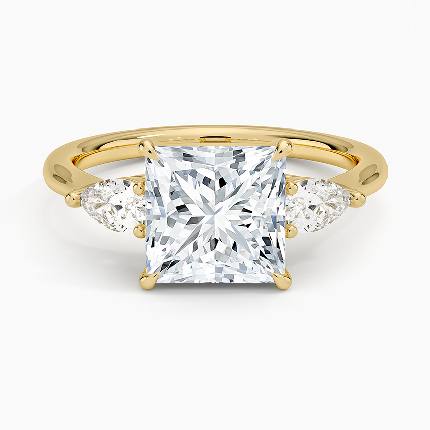 Opera Three Stone Diamond Ring - Princess Cut Center Stone