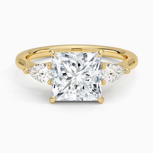 Opera Three Stone Diamond Ring - Princess Cut Center Stone
