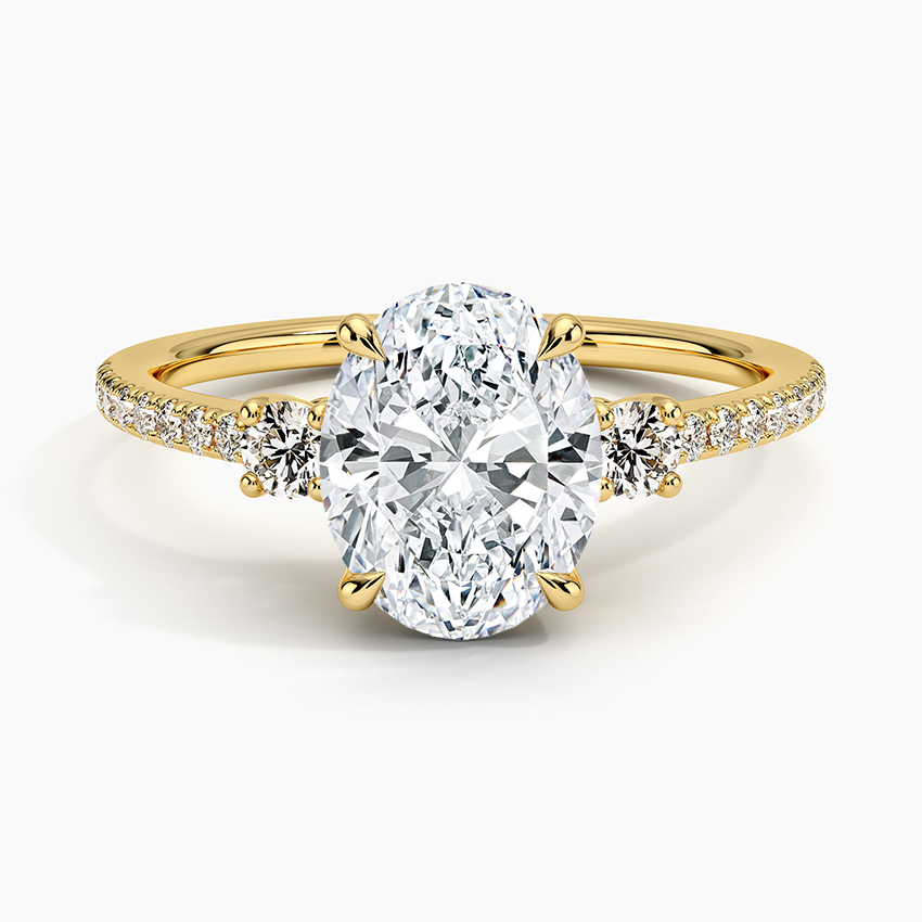 Lyra Three Stone Diamond Ring (1/4 ct. tw.) - Oval Center Stone