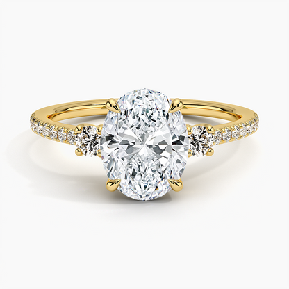 Lyra Three Stone Diamond Ring (1/4 ct. tw.) - Oval Center Stone