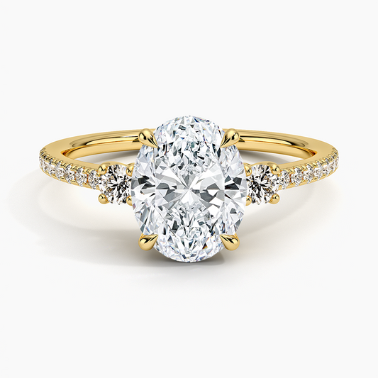Lyra Three Stone Diamond Ring (1/4 ct. tw.) - Oval Center Stone