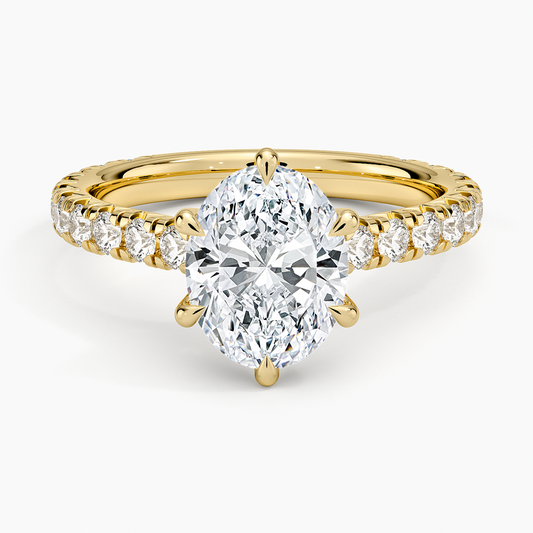 Sienna Three-Quarter Coverage Diamond Ring - Oval Center Stone