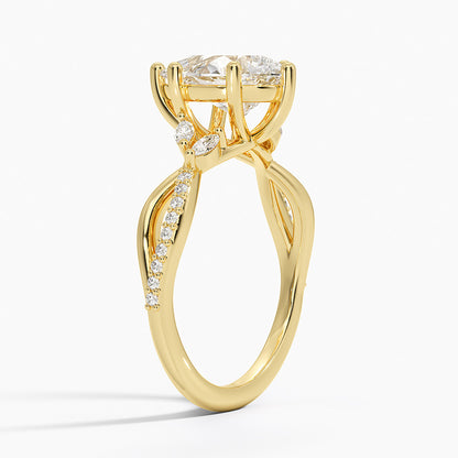 Petite Twisted Willow Diamond Ring - Pear Center Stone