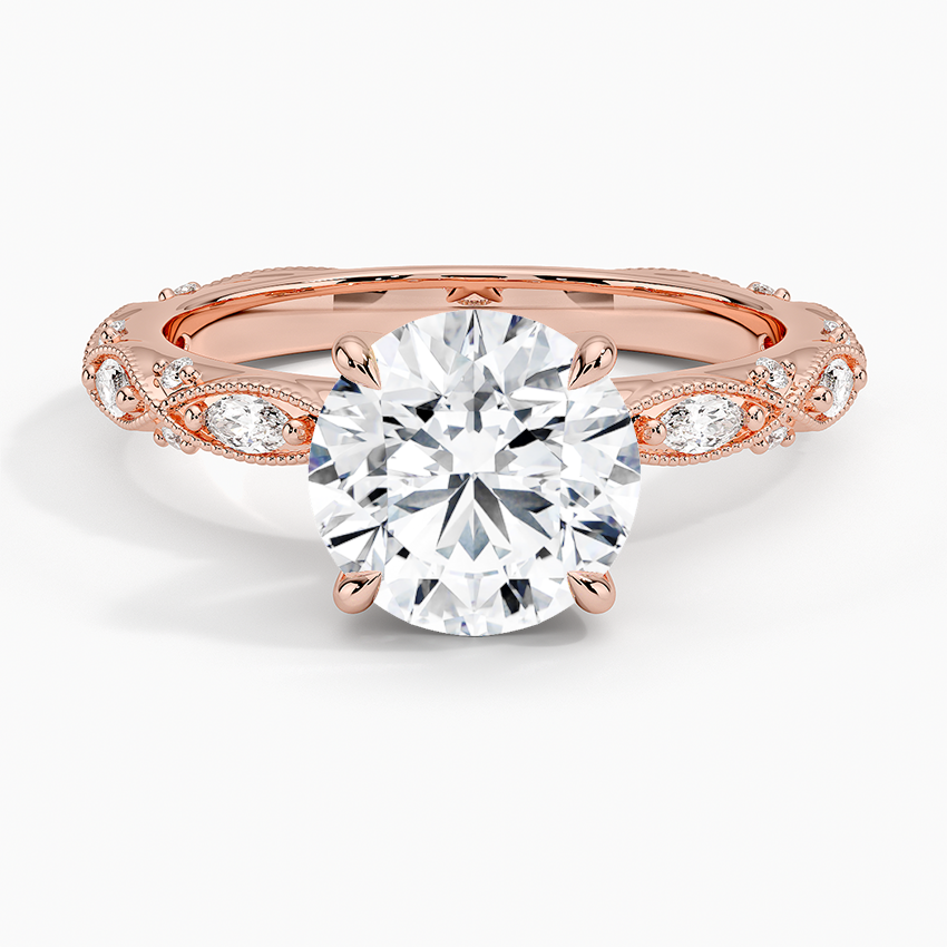 Celestia Milgrain Diamond Ring (1/4 ct. tw.) - Round Center Stone