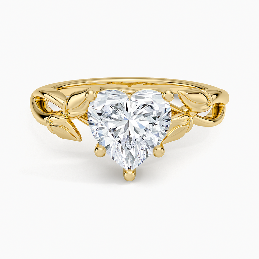 Budding Willow Solitaire Ring - Heart Center Stone