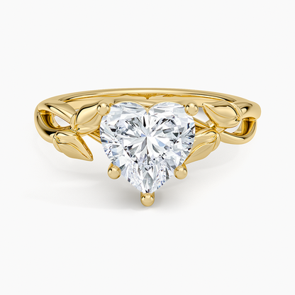 Budding Willow Solitaire Ring - Heart Center Stone