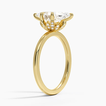 Petal Six Prong Diamond Ring - Marquise Center Stone
