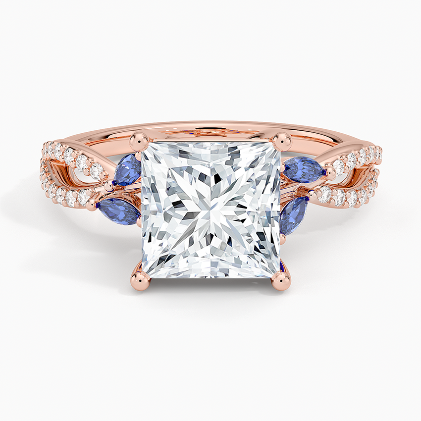 Luxe Willow Sapphire and Diamond Ring (1/8 ct. tw.) - Princess Cut Center Stone