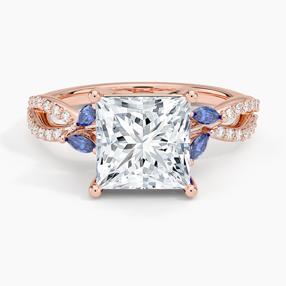 Luxe Willow Sapphire and Diamond Ring (1/8 ct. tw.) - Princess Cut Center Stone