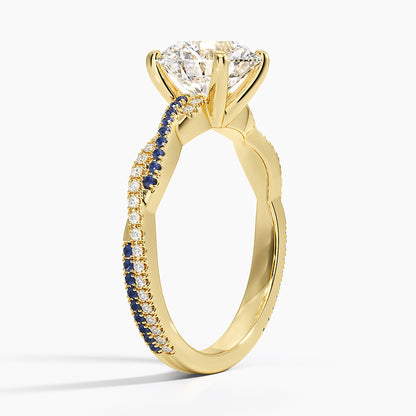 Petite Luxe Twisted Vine Sapphire and Diamond Ring (1/8 ct. tw.) - Round Cut Center Stone