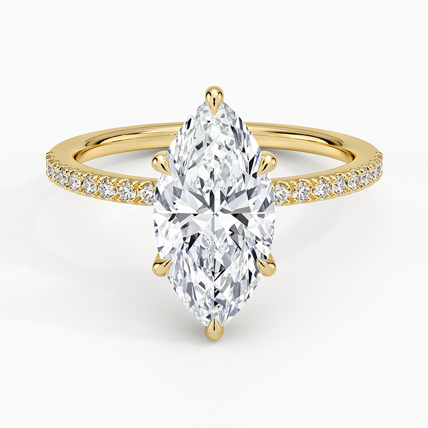 Perfect Fit Half Coverage Diamond Ring - Marquise Cut Center Stone