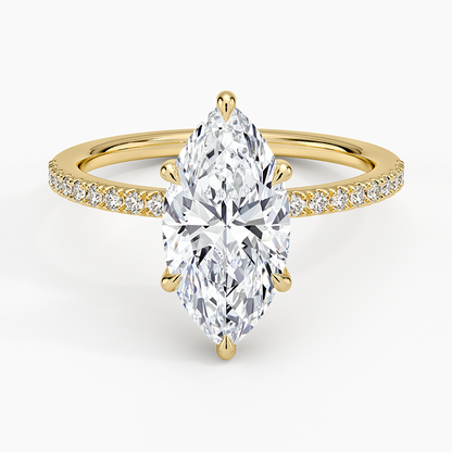 Perfect Fit Half Coverage Diamond Ring - Marquise Cut Center Stone