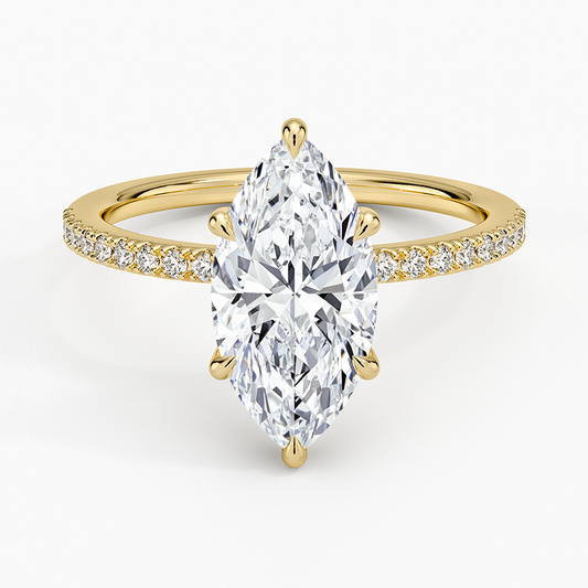 Perfect Fit Half Coverage Diamond Ring - Marquise Cut Center Stone