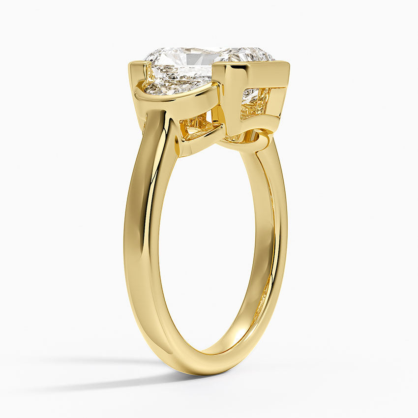 Half Moon Three Stone Bezel Diamond Ring (1/2 ct. tw.) - Radiant Cut Center Stone