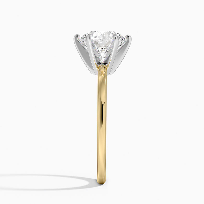 Six-Prong Petite Comfort Fit 1.5mm Solitaire Ring - Round Center Stone