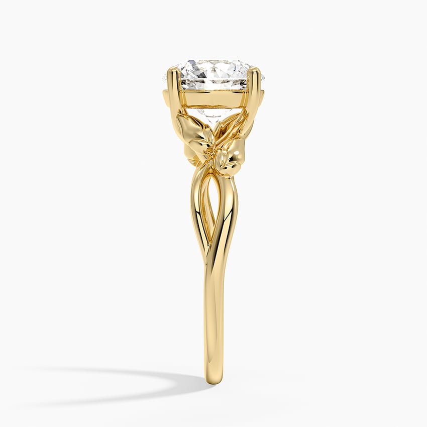 Budding Willow Solitaire Ring - Round Center Stone
