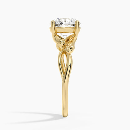 Budding Willow Solitaire Ring - Round Center Stone
