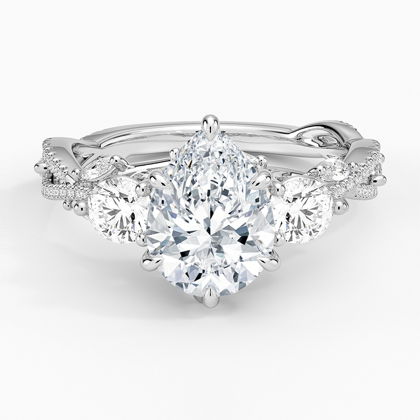 Luxe Secret Garden Three Stone Diamond Ring (1 ct. tw.) - Pear Center Stone