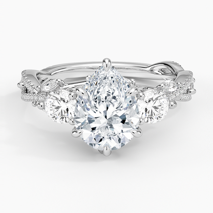 Luxe Secret Garden Three Stone Diamond Ring (1 ct. tw.) - Pear Center Stone