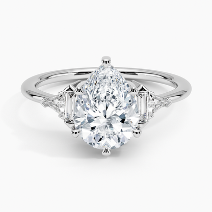 Edie Art Deco Diamond Ring (1/4 ct. tw.) - Pear Center Stone