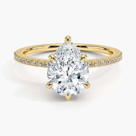 Perfect Fit Half Coverage Hidden Halo Diamond Ring (1/5 ct. tw.) - Pear Center Stone