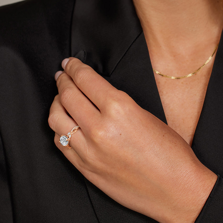 Petite Twisted Willow Diamond Ring - Oval Center Stone