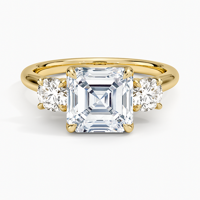 Elodie Perfect Fit Three Stone Diamond Ring (1/2 ct. tw.) - Asscher Cut Center Stone