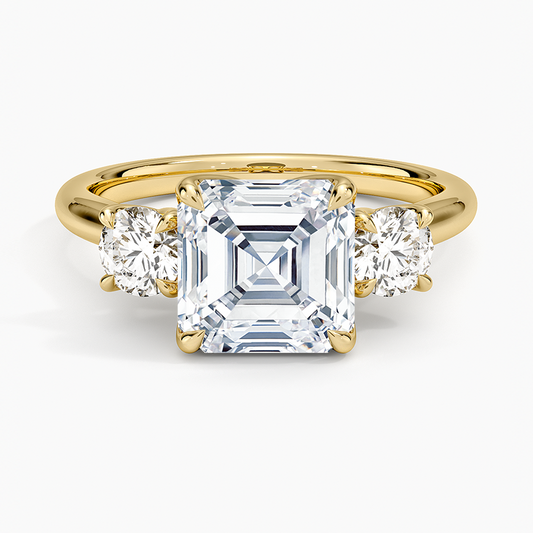 Elodie Perfect Fit Three Stone Diamond Ring (1/2 ct. tw.) - Asscher Cut Center Stone