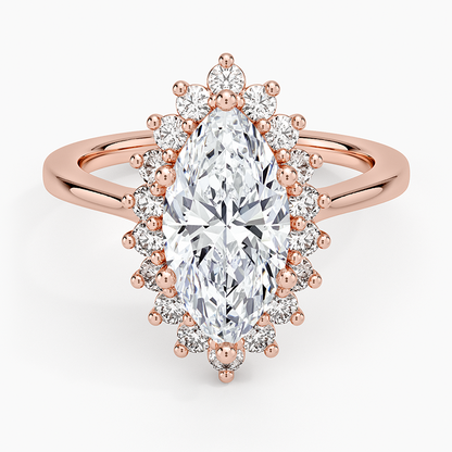 Sunburst Halo Diamond Ring (1/4 ct. tw.) - Marquise Center Stone