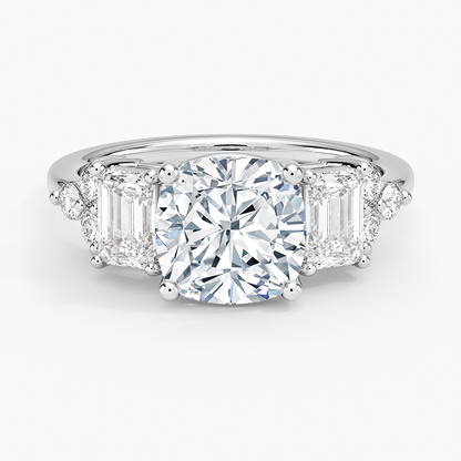 Sabine Cluster Diamond Ring (1 ct. tw.) - Cushion Cut Center Stone