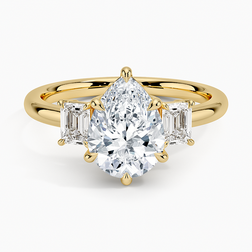 Rhiannon Emerald Cut Three Stone Diamond Ring (1/2 ct. tw.) - Pear Center Stone