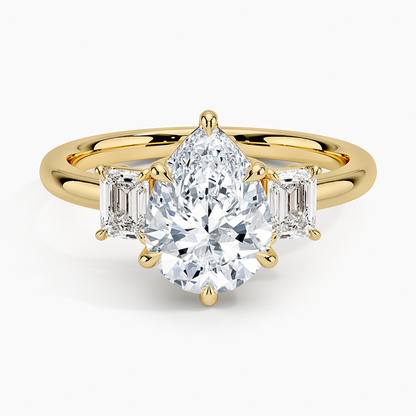 Rhiannon Emerald Cut Three Stone Diamond Ring (1/2 ct. tw.) - Pear Center Stone
