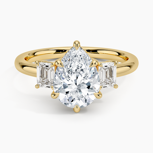 Rhiannon Emerald Cut Three Stone Diamond Ring (1/2 ct. tw.) - Pear Center Stone