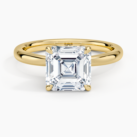 Petal 2mm Solitaire Ring - Asscher Cut Center Stone