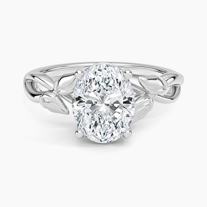 Budding Willow Solitaire Ring - Oval Center Stone