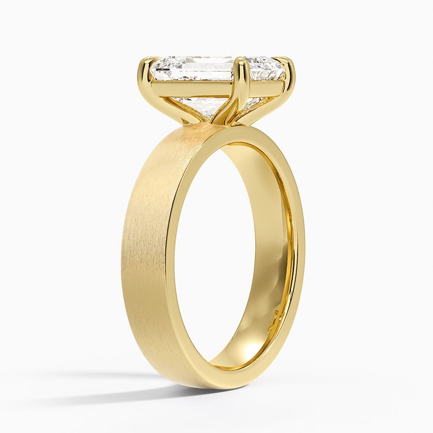 Peyton 4mm Satin Finish Solitaire Ring - Emerald Cut Center Stone