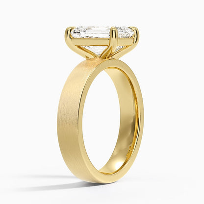 Peyton 4mm Satin Finish Solitaire Ring - Emerald Cut Center Stone