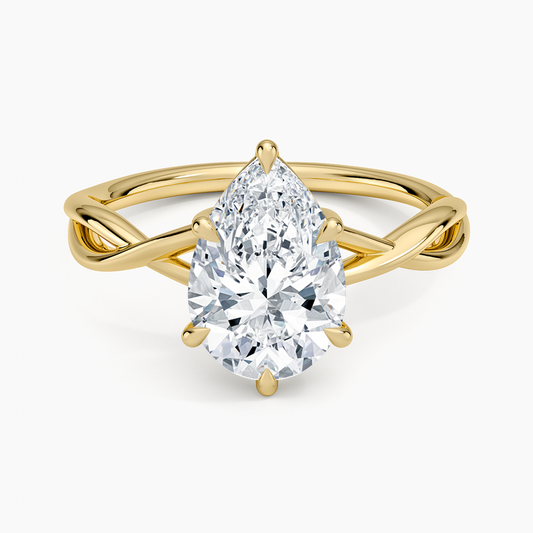 Alya Twist Solitaire Ring - Pear Center Stone
