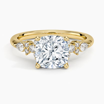 Rosette Diamond Ring - Cushion Cut Center Stone