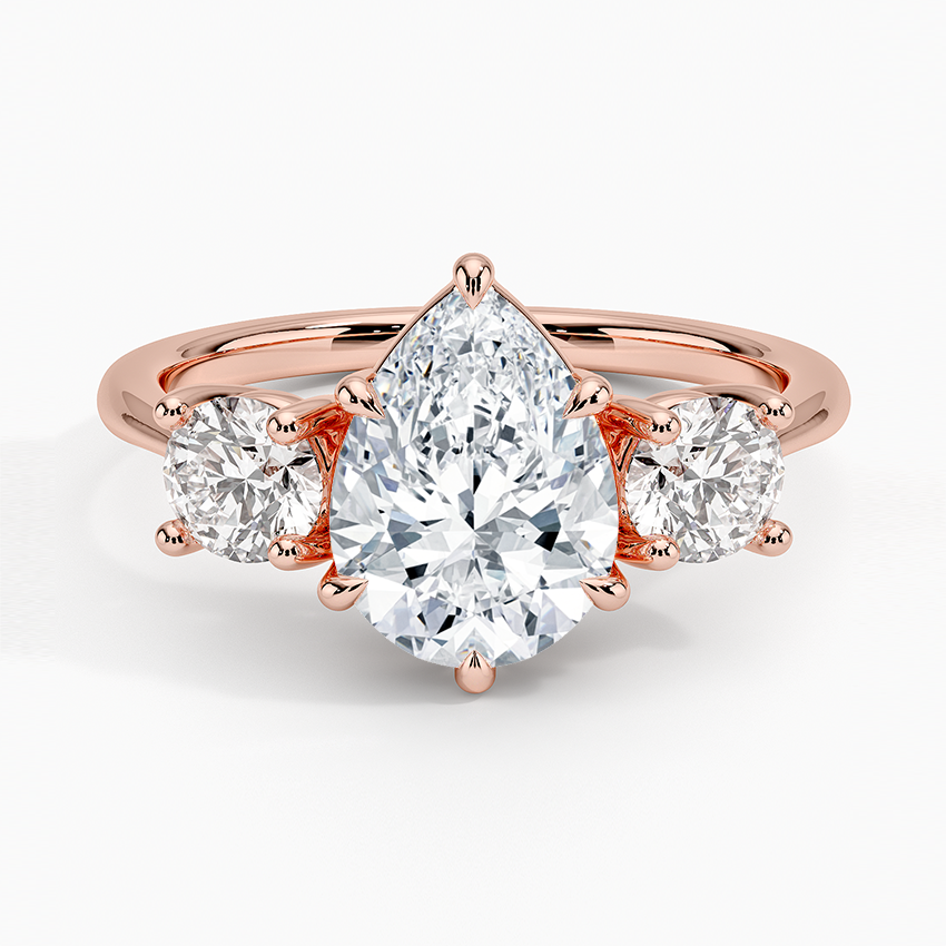 Luxe Selene Three Stone Diamond Ring (2/3 ct. tw.) - Pear Center Stone