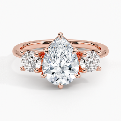 Luxe Selene Three Stone Diamond Ring (2/3 ct. tw.) - Pear Center Stone