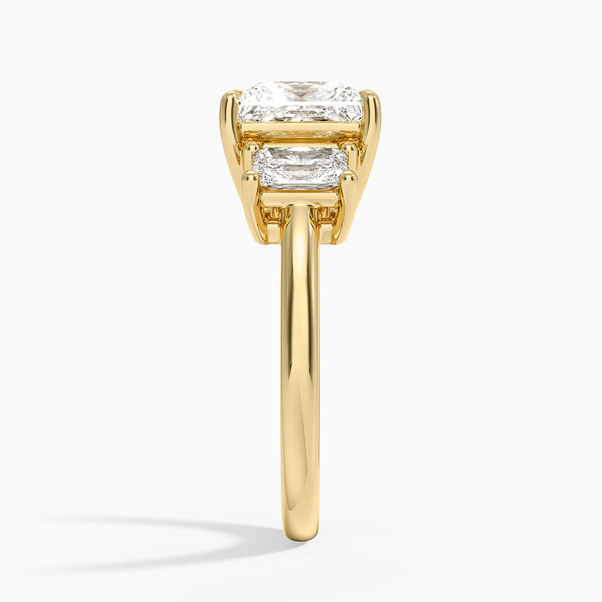 Luxe Helena Radiant-Cut Three Stone Diamond Ring - Princess Cut Center Stone