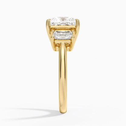 Luxe Helena Radiant-Cut Three Stone Diamond Ring - Princess Cut Center Stone