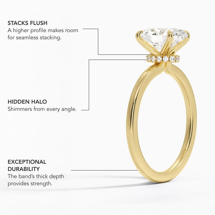 Secret Halo 1.5mm Diamond Ring - Asscher Cut Center Stone