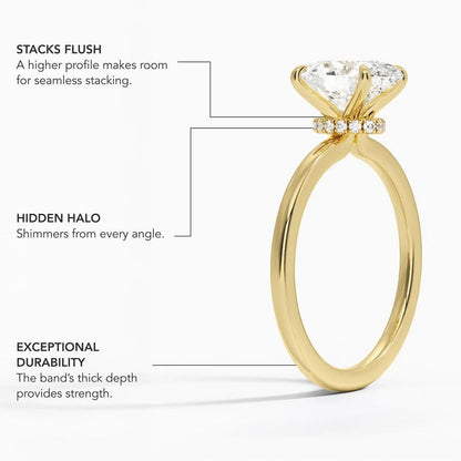 Secret Halo 1.5mm Diamond Ring - Asscher Cut Center Stone