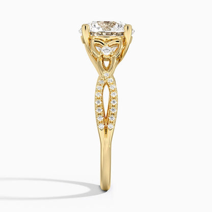 Luxe Celtic Love Knot Diamond Ring - Round Cut Center Stone