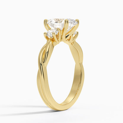 Twisted Vine Three Stone Diamond Ring - Oval Cut Center Stone
