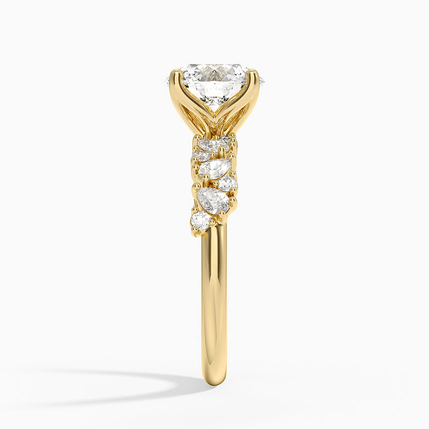 Olivetta Diamond Ring - Round Cut Center Stone