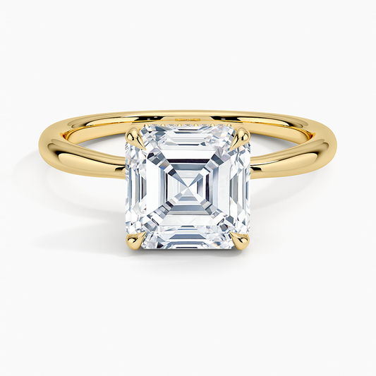 Freesia Hidden Halo Diamond Ring - Asscher Cut Center Stone