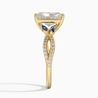 Luxe Willow Sapphire and Diamond Ring (1/8 ct. tw.) - Radiant Cut Center Stone